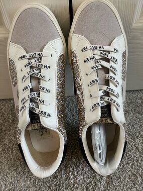 Vintage Havana White and Champagne Glitter Low-Top Sneakers